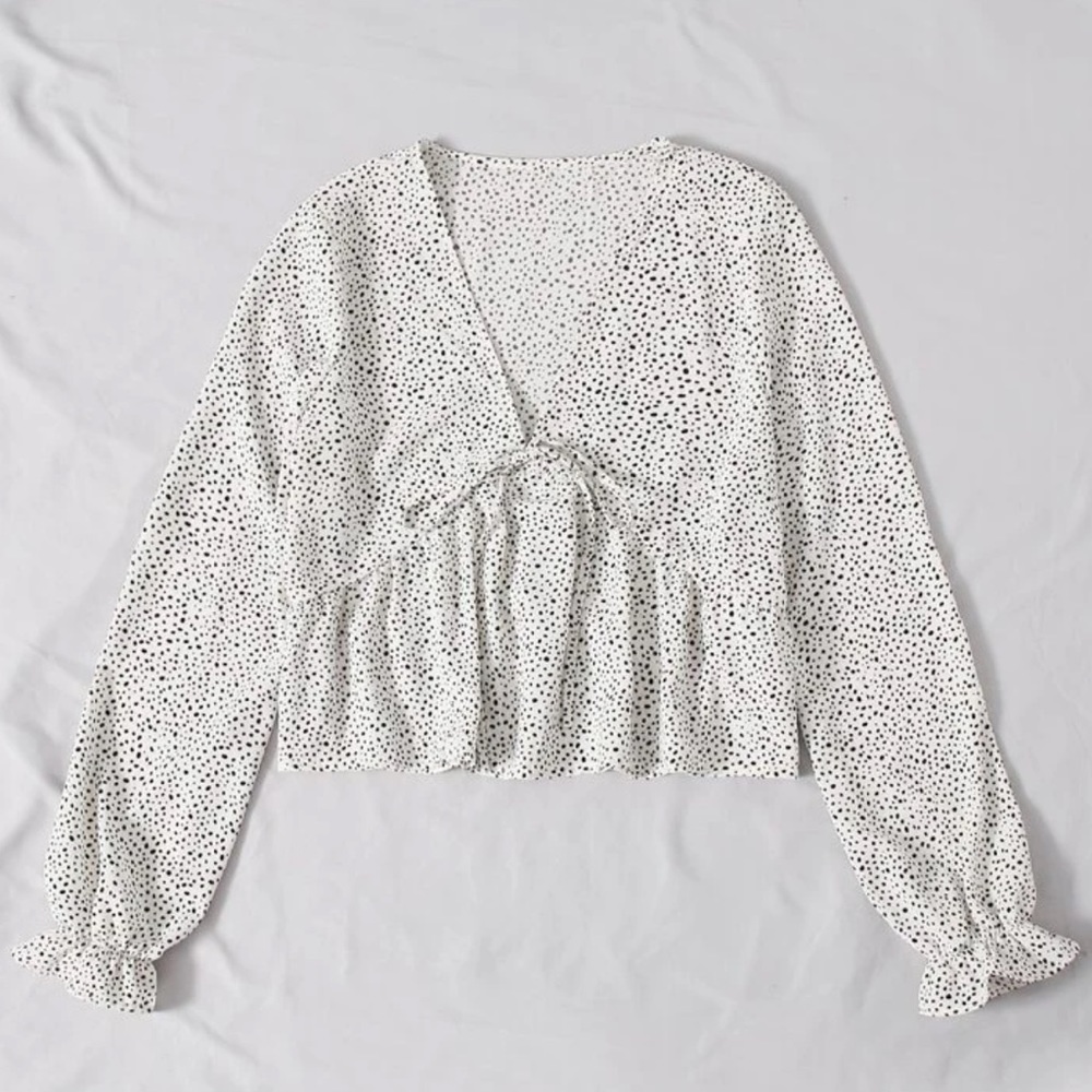 SHEIN Speckled Print Peasant Top 🤍 NWOT!
